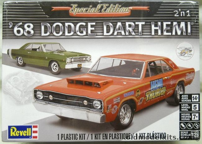 Revell 1/24 1968 Dodge Dart Hemi - Stock or Hemi Thunder Race Car, 85-4217 plastic model kit